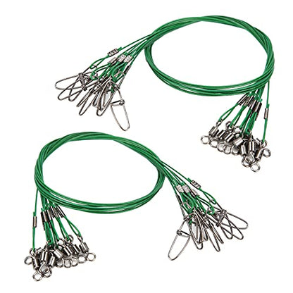 RiToEasysports Fishing Wire Line Leash, Anti Bite Steel Fishing Leader with Rolling, for Sea Boat Deep Sea - color: Green