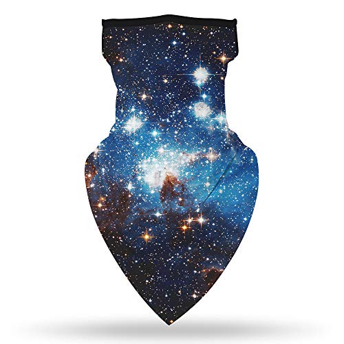 YAYOUREL Neck Gaiter Face Mask Bandanas for Men Women UV Face Scarf Cover Ear Loop Hole Facemask for Fishing Running Cycling - color: Blue Black White
