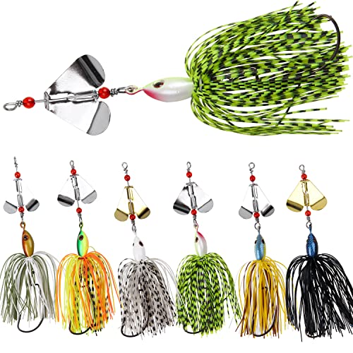 Bass Fishing Spinner Bait Lures, Multicolor Buzzbait Metal Jig Fishing Lure Kit Swimbaits for Bass Pike Trout Freshwater Saltwater Fishing - color: 6pcs