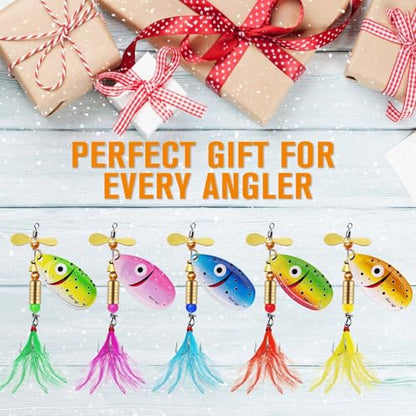 Dovesun Fishing Lure Making Kit DIY Spinner Making Kit, Inline Spinner Baits for Bass Fishing Trout Salmon Freshwater Gift for Men 228pcs/155pcs/107pcs - color: A-228PCS-Smile Blades-Inline Spinners Making Kit