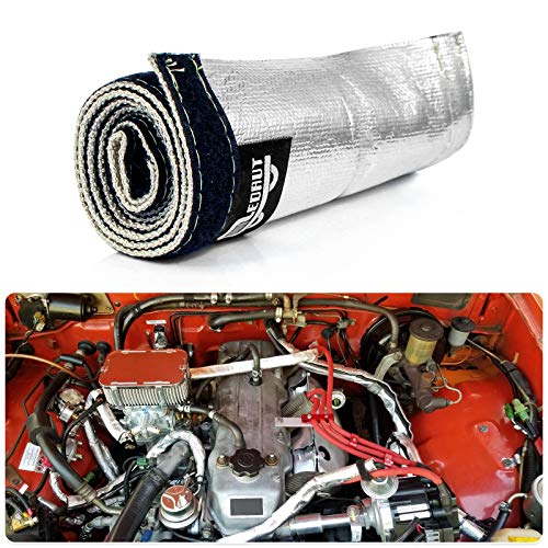 Wire Heat Shield Sleeve Aluminized Heat Shroud Heat Sleeving Fuel Line 2.2" I.D. X 3Ft With 10 Pcs Stainless Steel Cable Metal Zip Ties - size: 2.2"I.D.x 3.3FT
