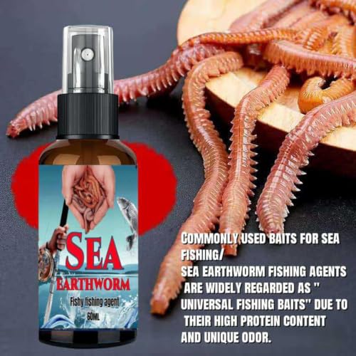 Fish Attractant Liquid, with Sea Earthworm Concentrated Spray, 60ml, Catfish Bait Enhancer, Bass Scent Booster, Natural Long Lasting, for Rivers Ponds Anglers Dad Husband