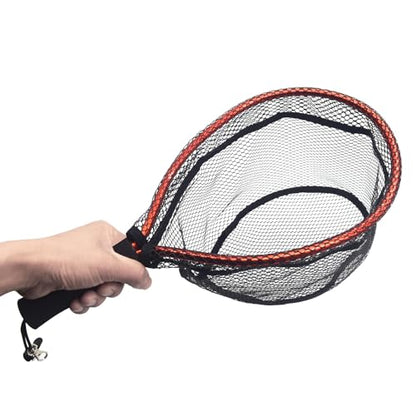 Aluminum Alloy Mini Fly Fishing Net - Soft Rubber Mesh Kayak & Trout Landing Net - Catch and Release - color: Red