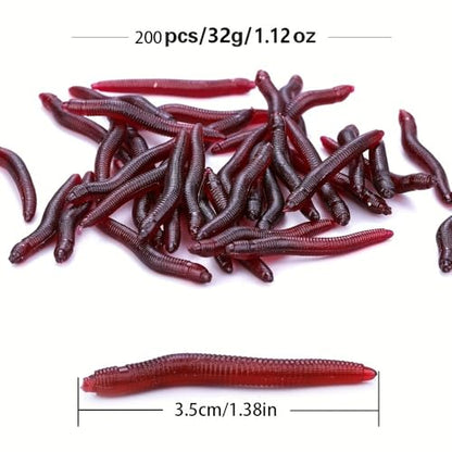 100PCS Scented Soft Fishing Lures, Realistic Red Worm Artificial Bait Freshwater Saltwater Fishing Tackle for Bass Trout Carp, 100PCS