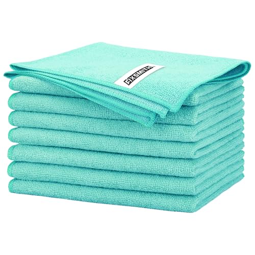 FIXSMITH Turquoise Microfiber Cleaning Cloth -Pack of 8, Highly Absorbent Cleaning Rags, 16"X12" All Purpose Cleaning Towels for Housekeeping, Kitchen, Car, Lint Free and Reusable Microfiber Towels - color: Turquoise, size: 8pk