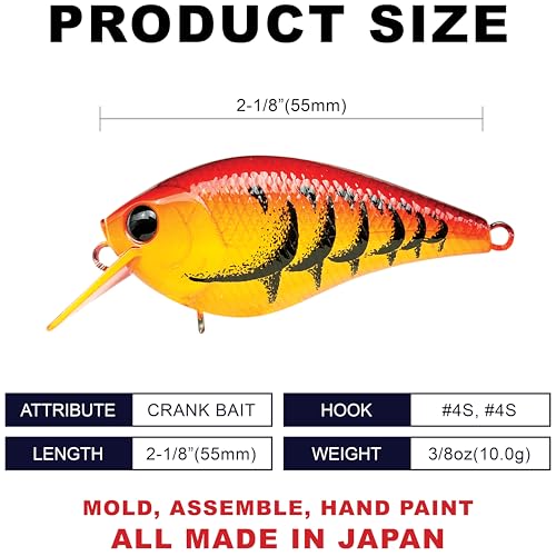 Lucky CRAF LC 1.0, Silent, Crankbait, Squarebill, Freshwater Fishing Gear, Tournament Winning, Champion Bait, Fishing Accessories, Fishing Tackle - color: 506 All Delta Crazy Craw