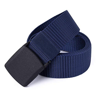 Mile High Life | Nylon Web Belt | Outdoor Military Belt | TSA Safe Buckle Plastic/Metal - color: Navy