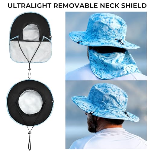 KastKing Sol Armis UPF 50 Boonie Hat - Sun Protection Hat, Fishing Hat, Beach & Hiking Hat, Paddling - color: B1: Prym1 Seafoam, size: With Neck Shield
