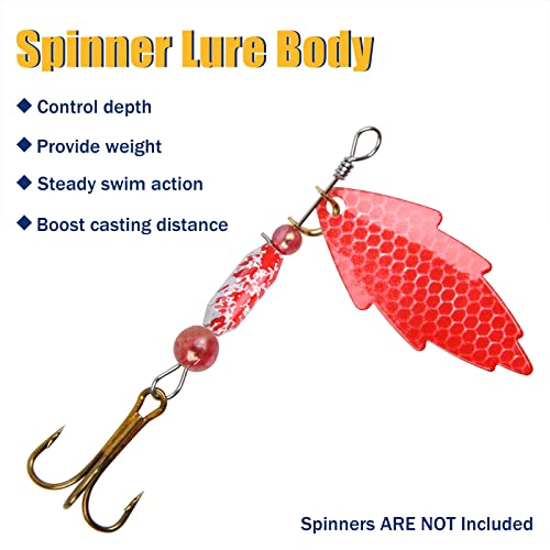 Fishing Spinner Lure Bodies, 40pcs Fishing Sinker Weights Brass Painted Spinner Lure Body Spinnerbait Making Supplies Parts Bullet Slip Sinker DIY Inline Spinnerbait Making Kit