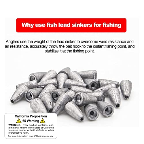 Fishing Weight Sinkers, 50pcs/55pcs Lead Worm Weights Fishing Sinkers for Bass Fishing Texas Rigs(2g/3.5g/5g/7g) - color: 2g/0.07oz-50pcs