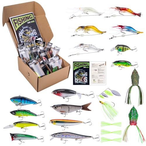 Goture Fishing Lures Kit, 18PCS Hard/Soft Bait Set with Glide Bait,Crankbaits,Minnows,Pencil Lure,Popper,Plopper,VIB,Spinnerbaits,Frog Lure,Shrimp Lures for Freshwater Saltwater Bass Trout Fishing