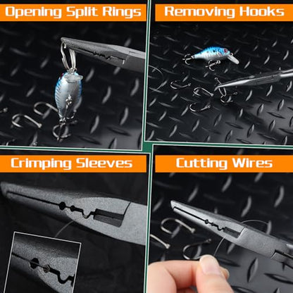SPEEDWOX Fishing Pliers Hook Remover - Saltwater Gear With Line Cutter, Crimping Tool, Clippers, Pistol Grip Split Ring - style: Pistol Grip Split Ring Fishing Pliers