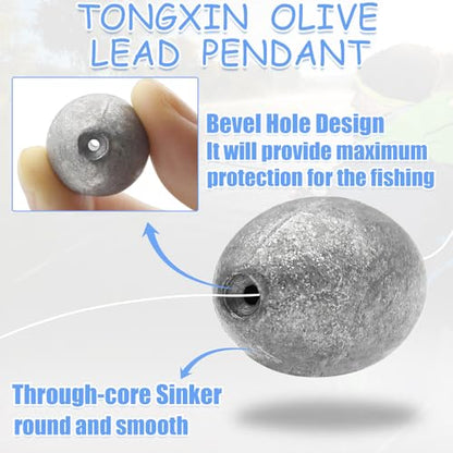 Egg Weights Fishing Sinkers Weights Assortment Lead Oval Shaped Drop Weight | Sinker Tackle for Freshwater Saltwater Fishing Bass Casting - style: 1/2oz-20pc