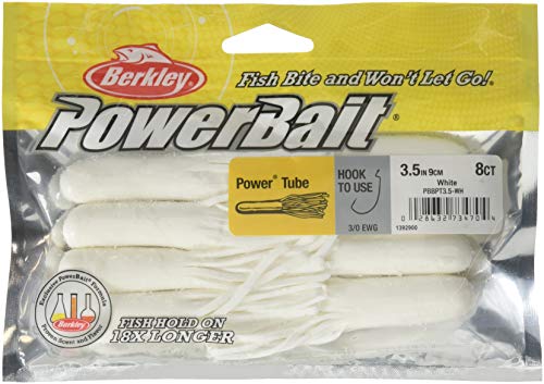 Berkley PowerBait Power Tube Fishing Soft Bait - color: White, size: 3 1/2" (8 Count)