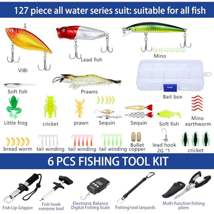 Sosation 482 Pcs Fishing Sling Tackle Bag Set Fish Tackle Box Backpack Storage Fishing Gear and Equipment Included Fish Hook Remover Tool Lures Lip Gripper, Gift for Men - color: Khaki