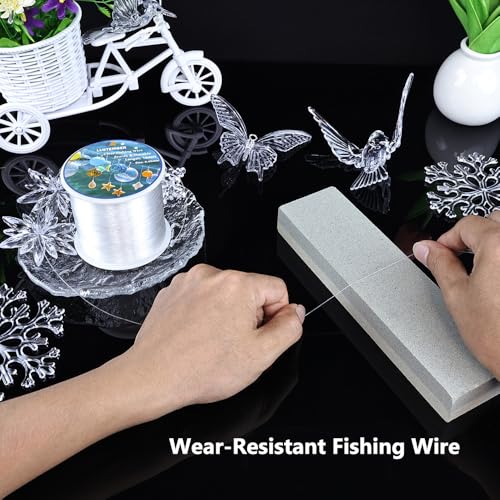 LUSTEMBER Fishing Wire, 1640 ft Clear Fishing Line, Strong Invisible String for Hanging Decorations, Balloons, Crafts, Jewelry Making, Beading, Bracelets and Necklaces