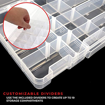 OSAGE RIVER Medium Fishing Tackle Box, 10.9" x 7.25", Clear Plastic Organizer Box with Adjustable Dividers, 3600 Tackle Tray for Fishing Accessories, Small Parts Organizer Tray, Food Safe Tackle Box,