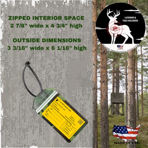 5 Pack, Camouflage, Vertrical, Zipped, Hunting & Fishing License Holder, Includes Zip Tie, Made in USA - style: 5 Pack-Camouflage