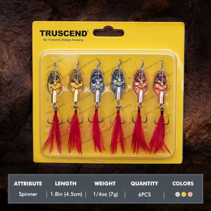 TRUSCEND Vibespinner Easy Catch Fishing Lures with BKK Hooks, Tail Spinner Baits with 4 Actions, Vibrating Swimming Flashing & Jigging for More Bites, Spoon Lures for Bass Trout Crappie Walleye Pike - color: B1-1/4oz-1.8"