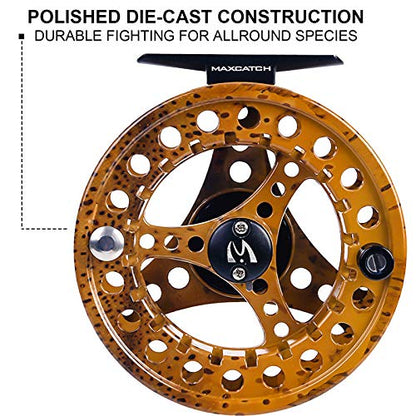 M MAXIMUMCATCH Maxcatch ECO Large Arbor Fly Fishing Reel (3/4wt 5/6wt 7/8wt) and Pre-Loaded Fly Reel with Line Combo - color: Brown Trout (Without Line), size: 3/4 weight