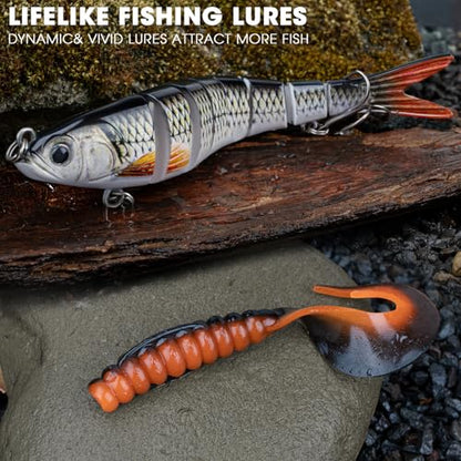 THKFISH Fishing Lures Kit, Bass Fishing Gear Kit for Freshwater Tackle Box with Tackle Included Topwater Baits, Swimbaits, Frog, Fsihing Bait Accessories Gift for Men - color: 299pcs Tackle Box Kit