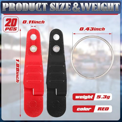 Honoson 20 Pieces Heavy Tension Snap Release Clips Padded Trolling Clips with Key Ring for Weight Planer Board Offshore Kites Downrigger Fishing - color: Black, Red