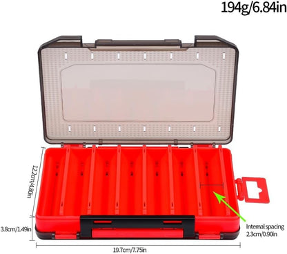 Double Sided Tackle Fishing Tackle Box Lure Waterproof Compartments Hook Storage Case (Yellow) - color: Yellow