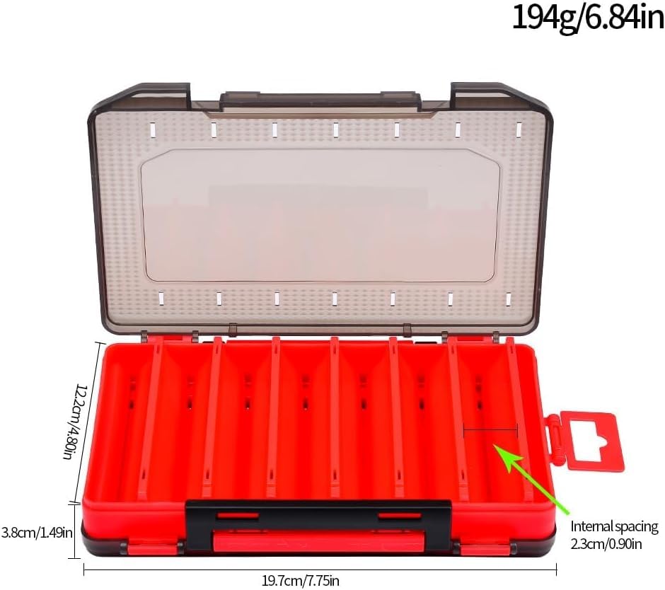 Double Sided Tackle Fishing Tackle Box Lure Waterproof Compartments Hook Storage Case (Green) - color: Green