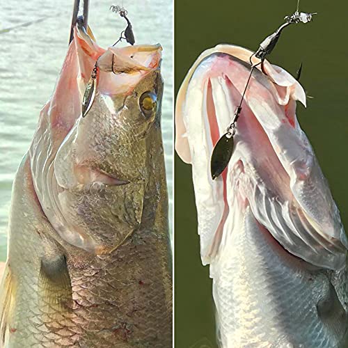 Underspin-Jig-Heads-Swimbait-Hooks-with-Spinner Blades Weighted Fishing Hooks 6 Pack - size: Size 4/0,3/16oz 5.4g, 6-pack