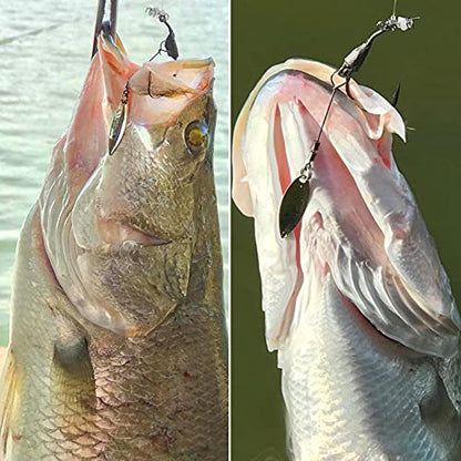 Underspin-Jig-Heads-Swimbait-Hooks-with-Spinner Blades Weighted Fishing Hooks 6 Pack - size: Size 4/0,3/16oz 5.4g, 6-pack