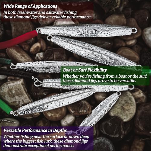 Diamond Jigs Saltwater Fishing Lures Sinking Metal Spoons, Casting Trolling Jigging Lures Bottom Surf Fishing Jigs for Bluefish, Striped bass, Tuna, Salmon, Deep Sea, Ocean - color: 4 oz - 2 Pcs