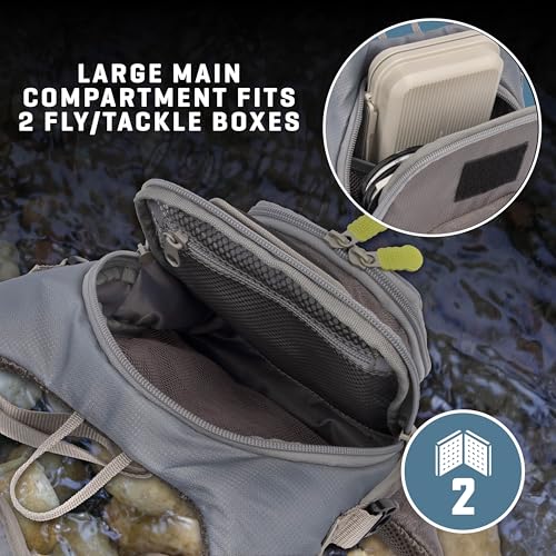 AC ALLEN Fall River Fishing Chest Pack, Fits Up to 2 Tackle/Fly Boxes, 152 Cu in / 2.5 L - color: Gray/Lime