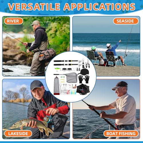 Telescopic Fishing Rod and Reel Combo 2 Pcs Collapsible Fishing Pole Kit with Plier Lip Gripper Lures Carrier Bag Pre-Loaded Spinning Reel for Beginner Men Travel Saltwater Freshwater - size: 5.91ft
