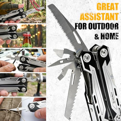Multper Multitool Pliers MP003AB, 21-in-1 Stainless Steel Multi Tool with Pocket Knife, Screwdriver, Self-locking Pliers for Survival,Outdoor, Camping, Fishing,Hiking, Simple, Repair, Gifts for Men
