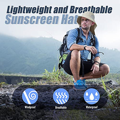 Outdoor Sun Hat for Men with 50+ UPF Protection Safari Cap Wide Brim Fishing Hat with Neck Flap, for Dad… - color: Dark Gray