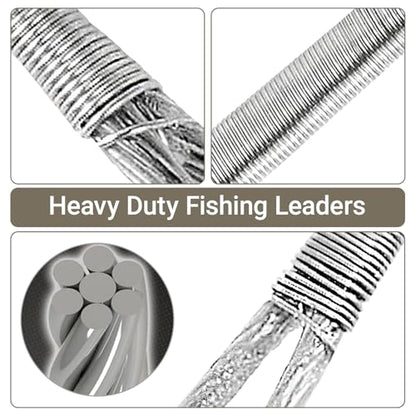Atibin Stainless Steel Fishing Leader Wire High Strength Fishing Leaders Strong Saltwater Snap Wire Leader Line White Nickel - size: Size #5 (11.8in-60lb) 30pcs