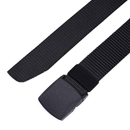 Mile High Life | Nylon Web Belt | Outdoor Military Belt | TSA Safe Buckle Plastic/Metal - color: Black2pc