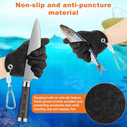 2PCS Fishing Gloves with Magnet Release, Non-Slip Fishing Catching Gloves, Puncture-Proof, Waterproof, Quick-Dry,Professional Fishing Glove for Handling Fish