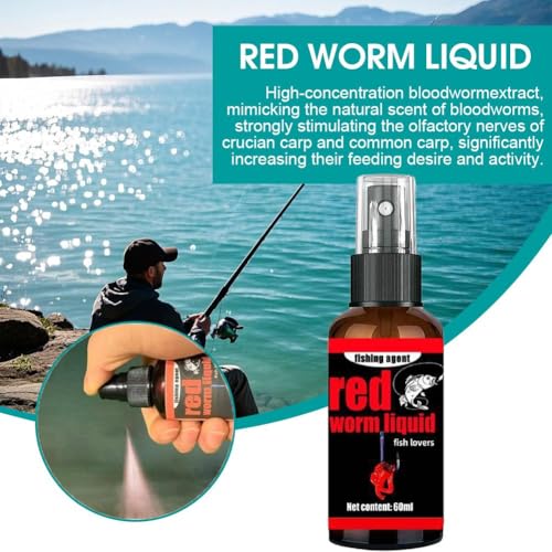 Bloodworm Red Worm Liquid Catfish Bait Attractant 60ml, Fast Diffusion Catfishing Bait Enhancer for Catfish Baits, Stink Bai-t for Catfishes & Freshwater Fishing