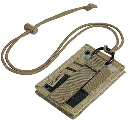 OneTigris Tactical ID Card Holder Hook & Loop Patch Badge Holder Neck Lanyard Key Ring and Credit Card Organizer - color: Camo