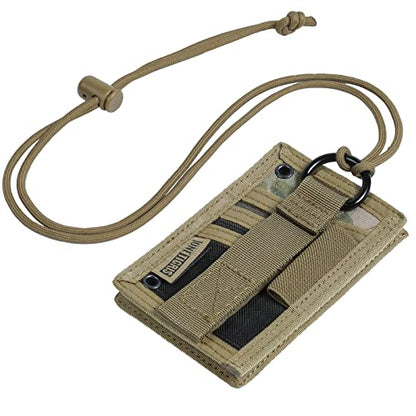 OneTigris Tactical ID Card Holder Hook & Loop Patch Badge Holder Neck Lanyard Key Ring and Credit Card Organizer - color: Camo