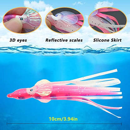 Squid Fishing Lures Large Simulation Luminous Artificial Lures Baits with 3D Holographic Eyes & Treble Hook, Built in Lead Blocks, Lifelike Plastic Fishing Soft Lures for Saltwater Fishing - style: Squid-20pcs
