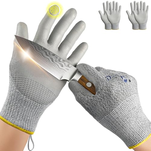 Dowellife Cut Resistant Work Gloves for Men & Women - ANSI A5 & EN388 Level 4, Breathable PU Coated, Grey Non-Marking - for Gardening, Fishing, Automotive, Construction, Wood Carving (X-Large, Grey) - size: X-Large (Pack of 2)