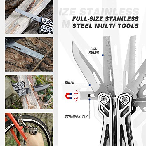 MOSSY OAK Multitool, 21-in-1 Stainless Steel Pocket Knife with Screwdriver Sleeve, Self-locking Pliers with Sheath-Perfect for Outdoor, Survival, Camping, Hiking, Simple Repair - color: 21-in-1, Silver