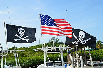South Wind Designs Boat Flag Pole - Outdoor Boat Flagpole for Rod Holder & Rocket Launcher, Marine Grade Fiberglass, EVA Foam Base with Gimbal End, Stainless Clips - 4.5ft Pole - size: 4.5' Pole