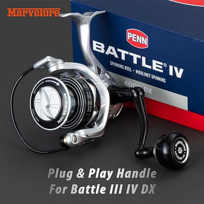 Foldable Power Handle for Penn Pursuit III IV, Battle III IV DX, Conflict I Spinning Fishing Reel Replacement Handle - size: For Battle III IV DX 2500-4000 Thread