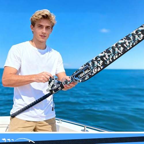 Neoprene Fishing Rod Sleeves for Casting, Spinning, Trolling Pole - Protective Cover Rod Sock with Hanging Loop & Lanyard- Floating, Puncture Resistant, Lightproof - size: 58", style: 5 Pcs