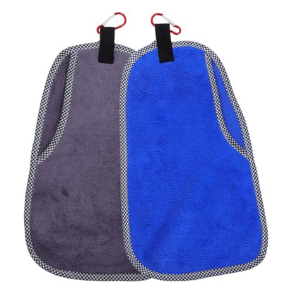 Housoutil 2pcs Quick-Dry Fishing Towels with Clip, Non-Slip Rod Wiping Rag for Tackle Maintenance, Microfiber Camp Fitness Towels for Outdoor Sports, Camping, Boating in Gray and Blue