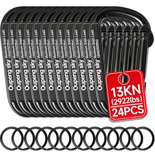 Carabiner Clip - Heavy Duty Carabiners 800lbs-13KN (2922 lbs) Carabeaner D Ring Shape,Key Chain Clip Hook,Keychain Clip,Multipurpose for Camping, Hiking,Backpacking or Other Outdoor Activities. - style: 24PCS 3 Inch(13KN/2922 lbs)