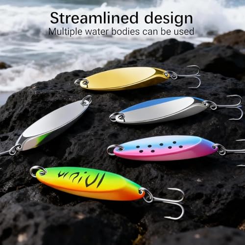 Fishing Lures Fishing Spoons, 5pcs/25pcs/30pcs/50pcs Trout Lures Bass Lures Hard Metal Spinner Baits for Salmon Bass Trout - color: 25PCS-5g/7g/10g/15g/20g